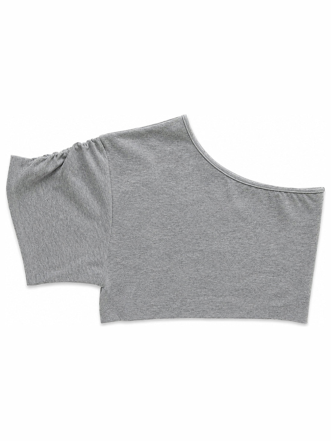 Gray One Shoulder Crop Top