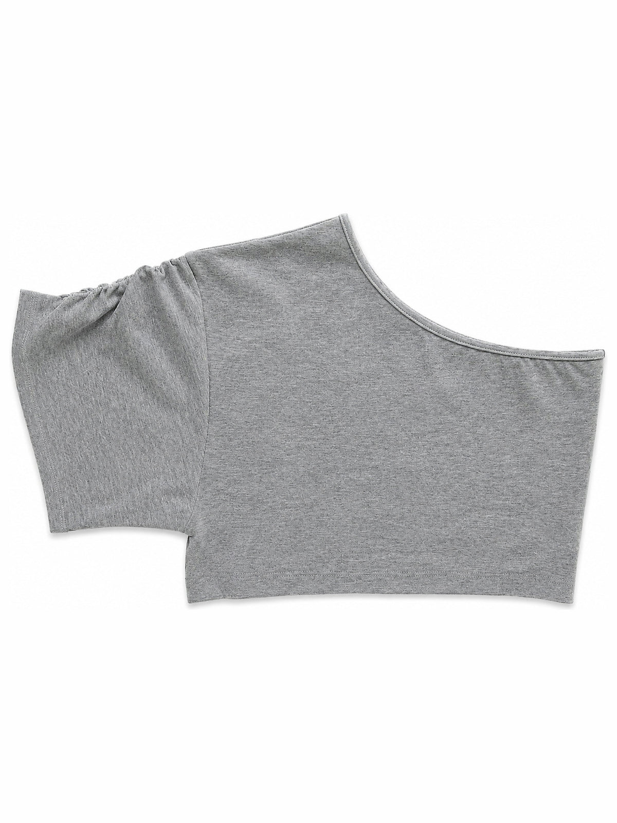Gray One Shoulder Crop Top