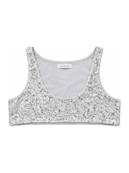 Silver Sequin Crop Top