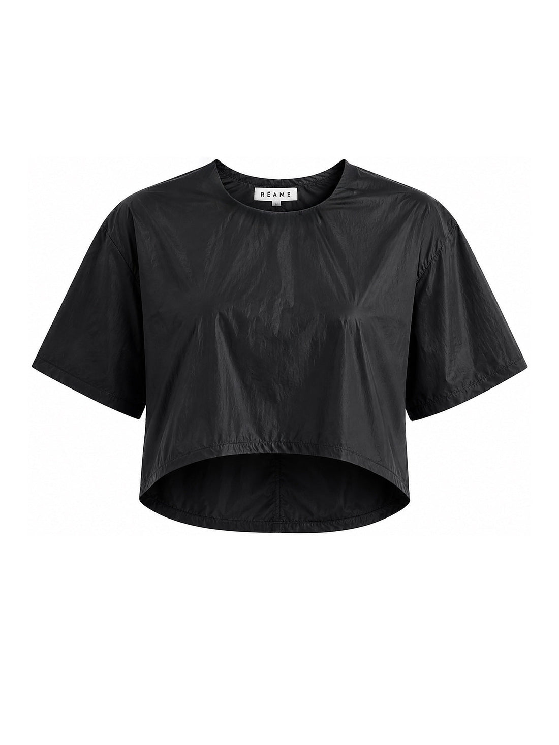 Black Relaxed Nylon Crop Top