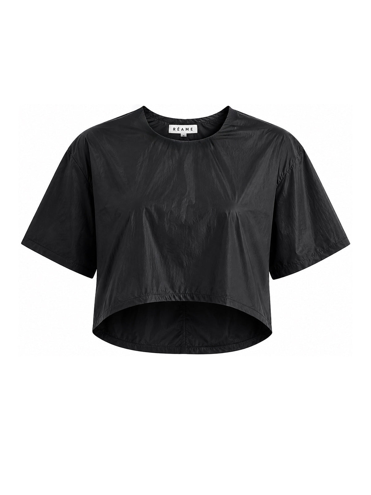 Black Relaxed Nylon Crop Top