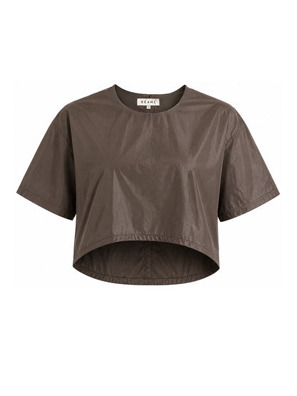 Brown Relaxed Nylon Crop Top